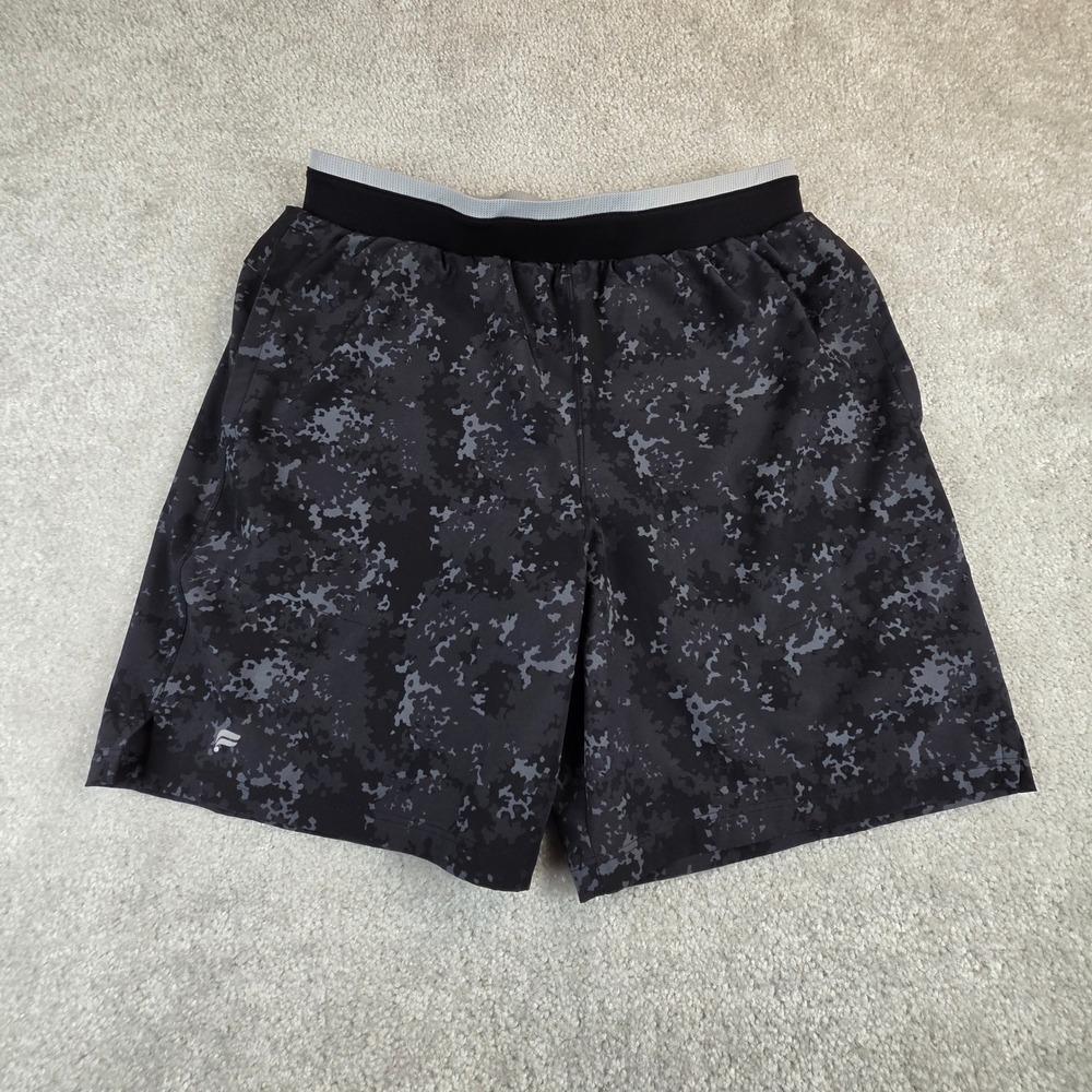 Fabletics‎ Mens Fundamental Lined Shorts Black Digital Camo Athletic 7in Inseam